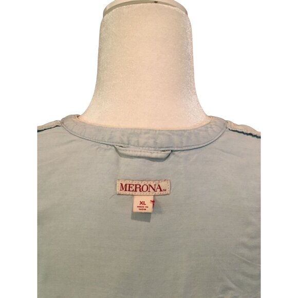 Merona Womens Long Sleeve Button-Down Tunic XL Light Blue - Picture 6 of 8